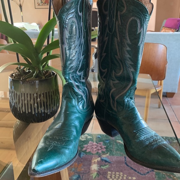 💚Vintage green(w/purple & light pink stitching- RIGHT!?) Larry Mahan ,El Paso💚 - Picture 2 of 14